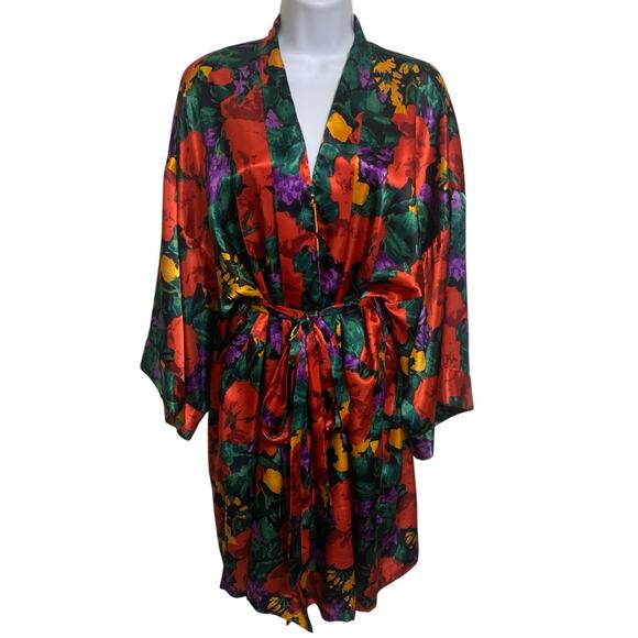 Vintage Victoria Secret Floral Kimono Robe Womens Size L - Picture 1 of 10